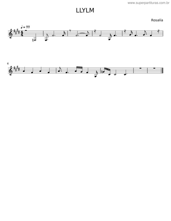 Partitura da música Llylm – Rosalía