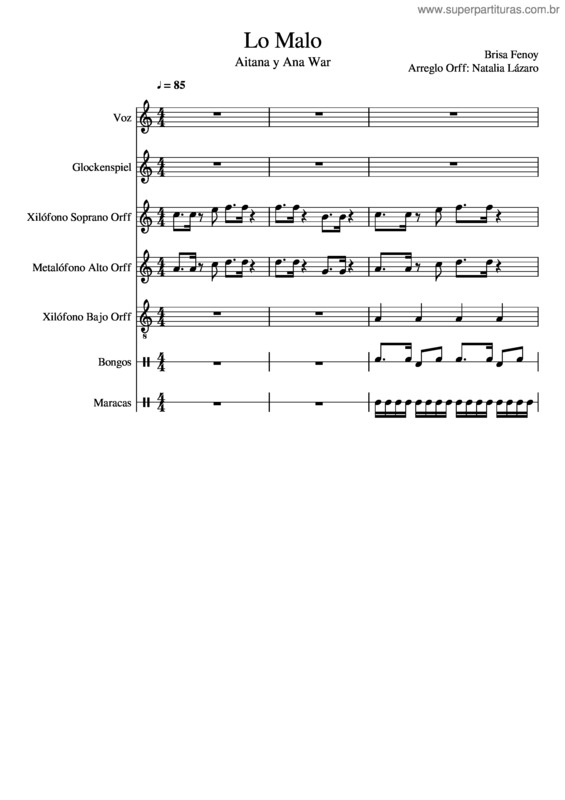 Partitura da música Lo Malo – Orff