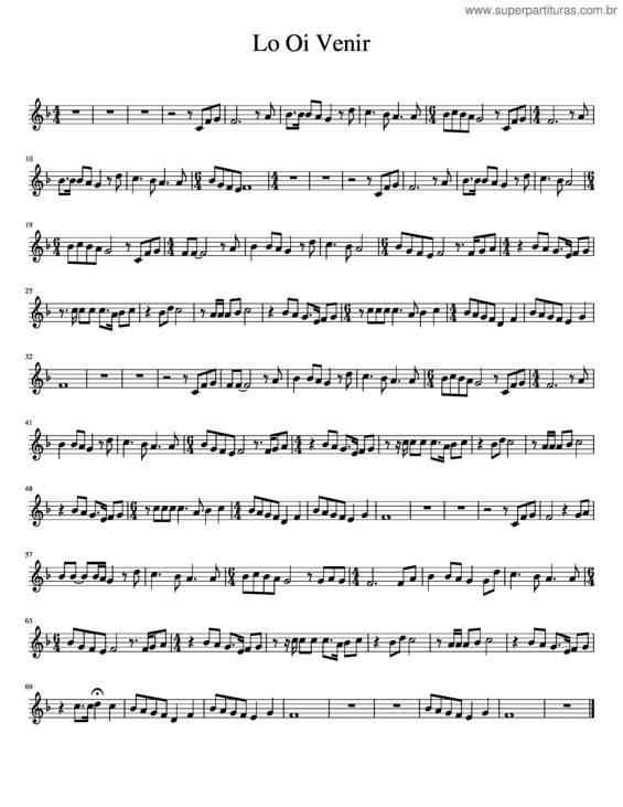 Partitura da música Lo Oi Venir – Flute Solo