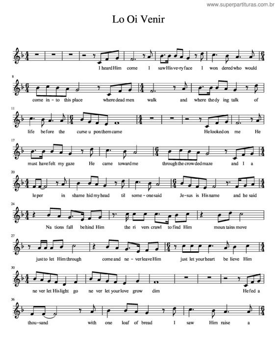 Partitura da música Lo Oi Venir Voices – English