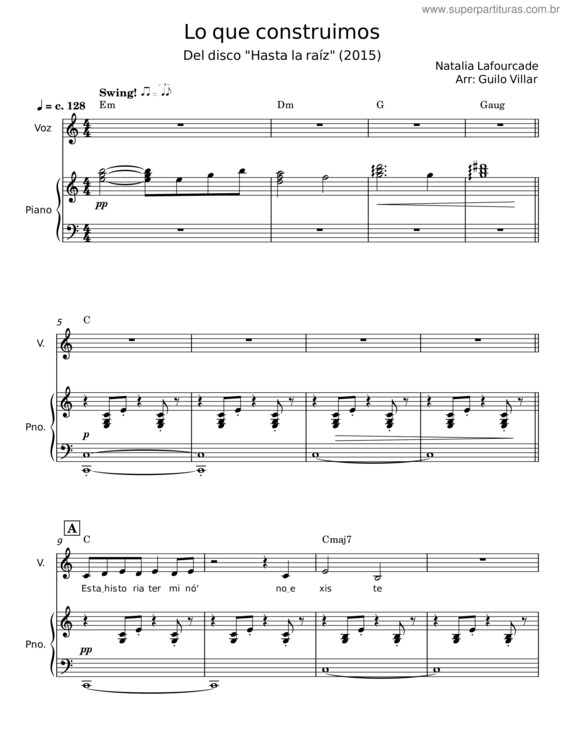 Partitura da música Lo Que Construimos – Natalia Lafourcade