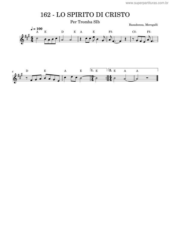 Partitura da música Lo Spirito Di Cristo – G. Meregalli – G. Basadonna