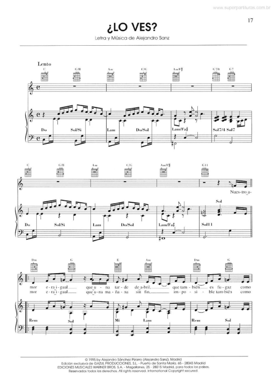 Partitura da música Lo Ves?