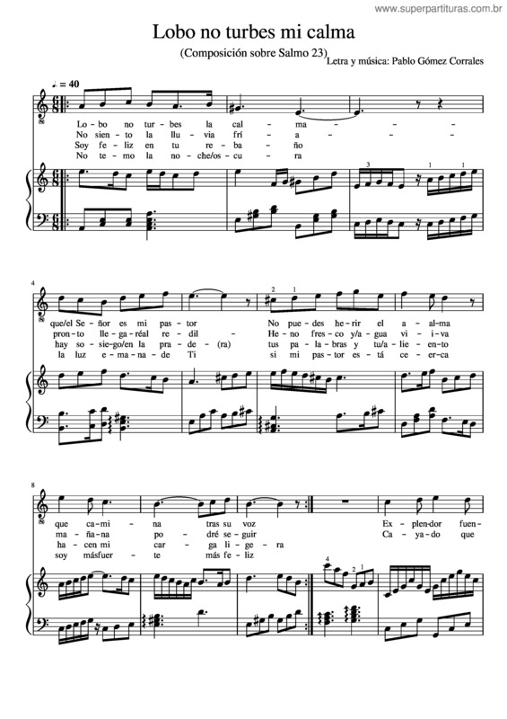 Partitura da música Lobo No Turbes Mi Calma
