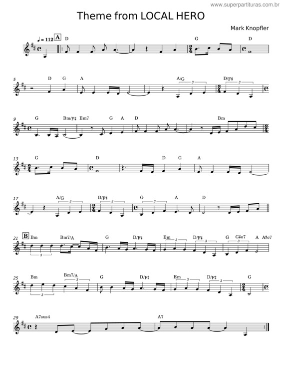 Partitura da música Local Hero v.2
