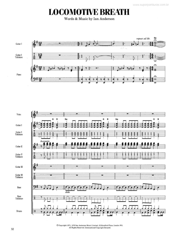 Partitura da música Locomotive Breath v.2