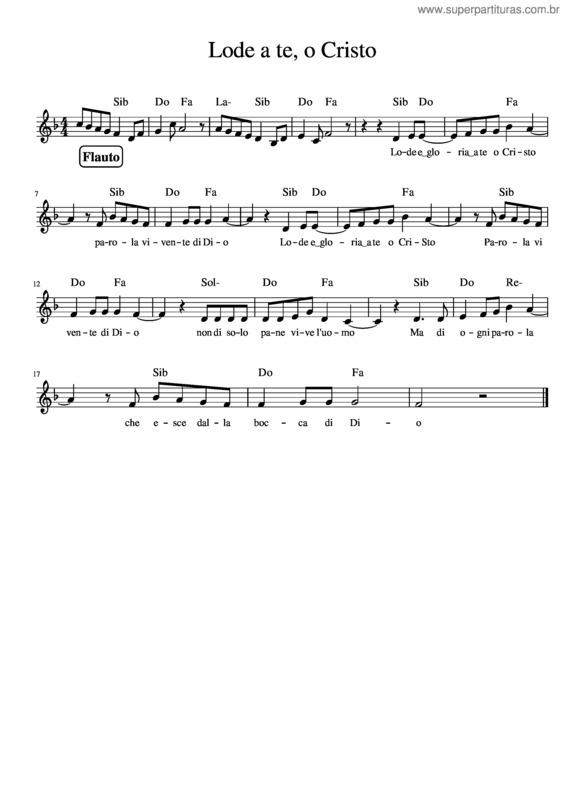 Partitura da música Lode A Te, O Cristo