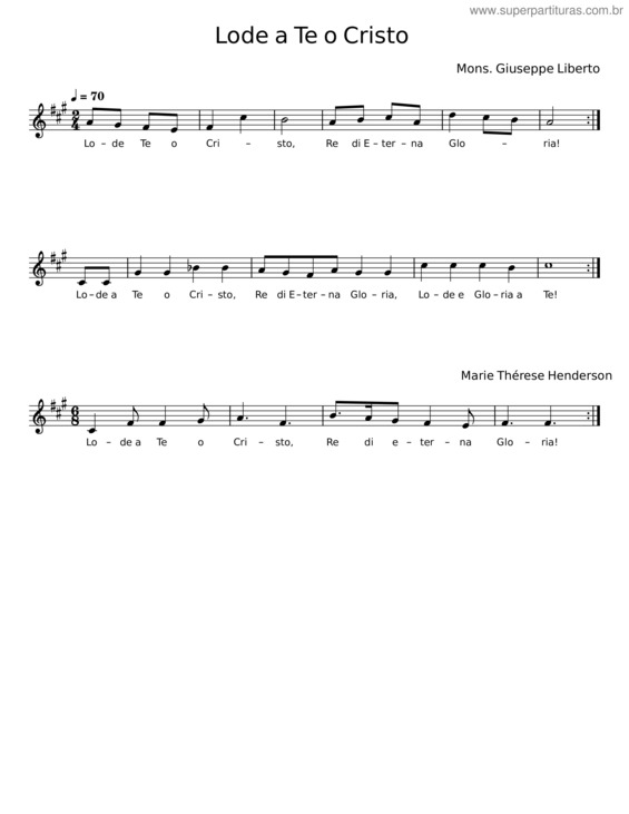 Partitura da música Lode A Te O Cristo – Giuseppe Liberto