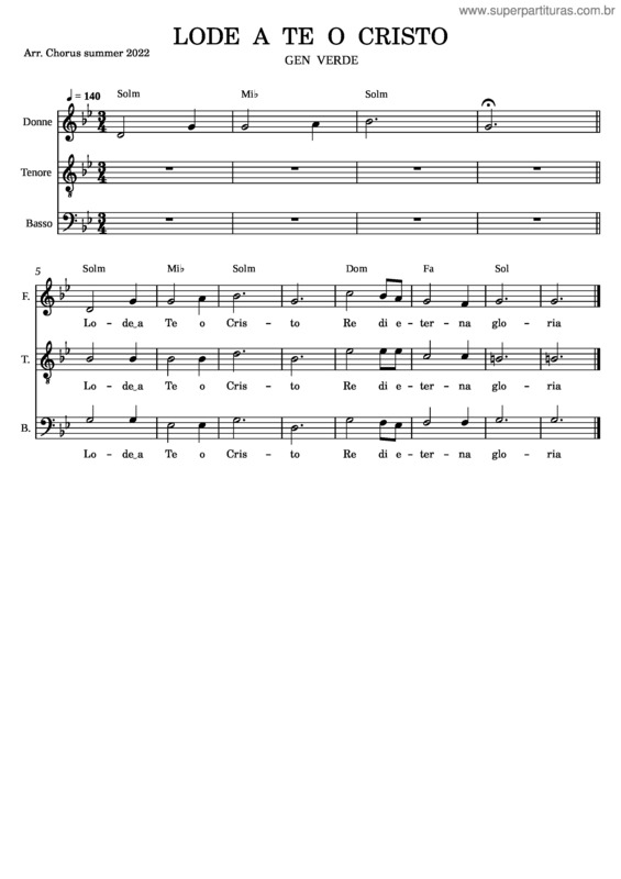 Partitura da música Lode A Te O Cristo Gen Verde