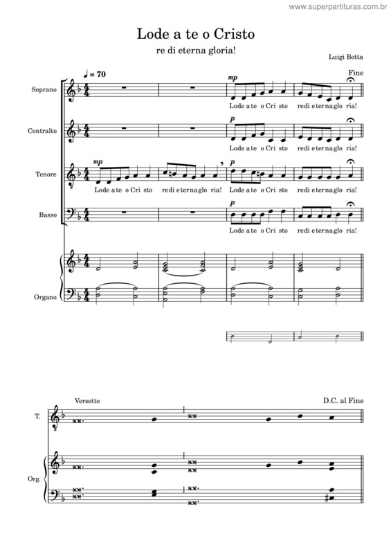 Partitura da música Lode A Te O Cristo v.3