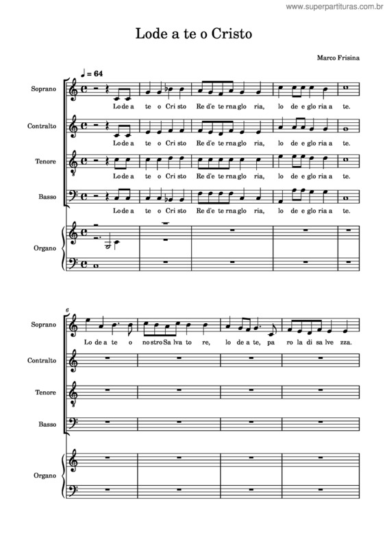 Partitura da música Lode A Te O Cristo