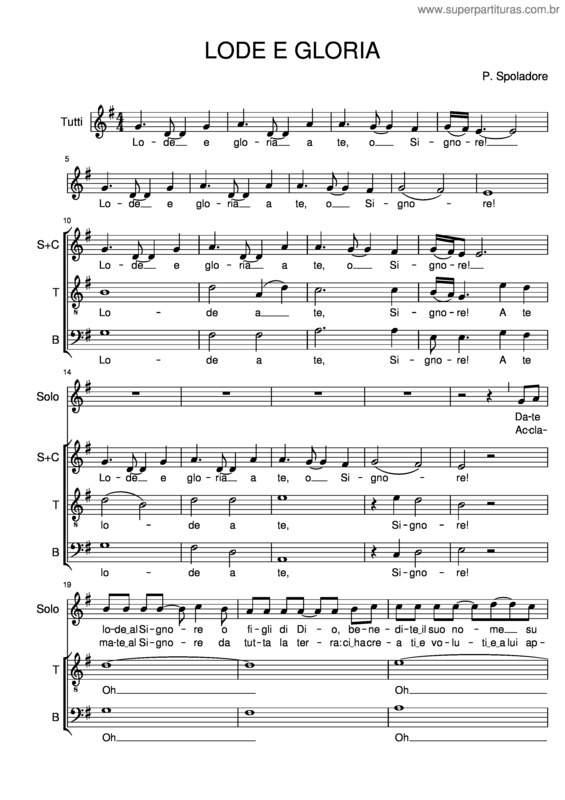 Partitura da música Lode E Gloria