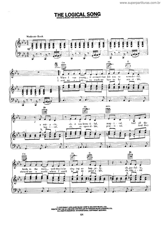 Partitura da música Logical Song v.2