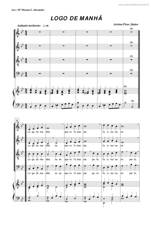 Partitura da música Logo De Manhã