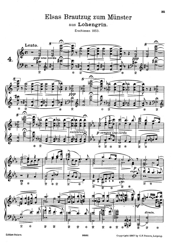 Partitura da música Lohengrin S.445