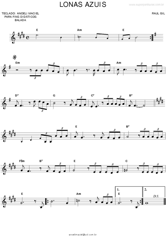 Partitura da música Lonas Azuis