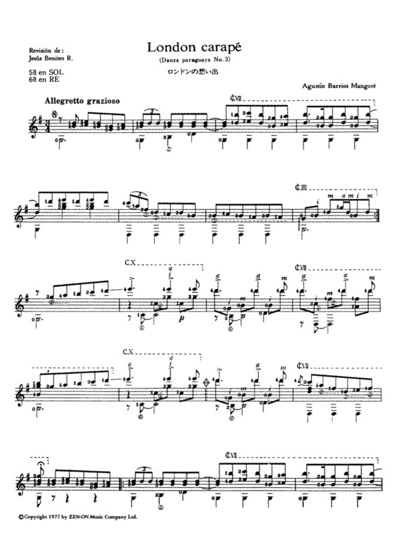 Partitura da música London Carapé