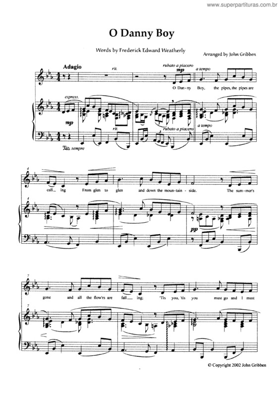 Partitura da música Londonderry Air