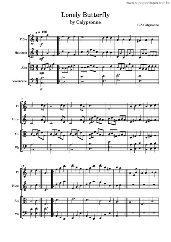 Partitura da música Lonely Butterfly