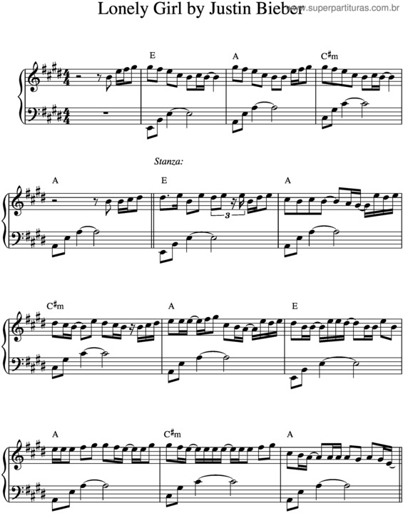 Partitura da música Lonely Girl