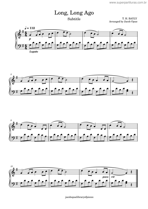 Partitura da música Long, Long Ago – Thomas Haynes Bayly Long, Long Ago v.2