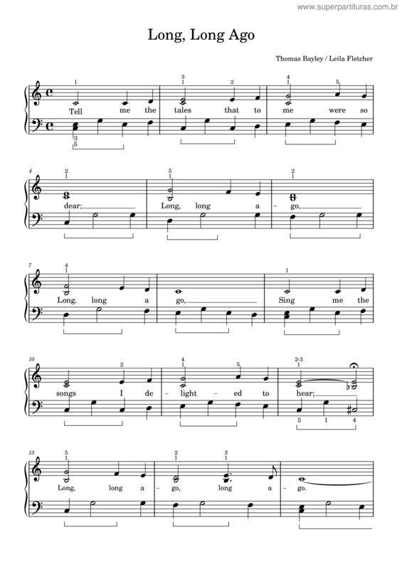 Partitura da música Long, Long Ago – Thomas Haynes Bayly Long, Long Ago