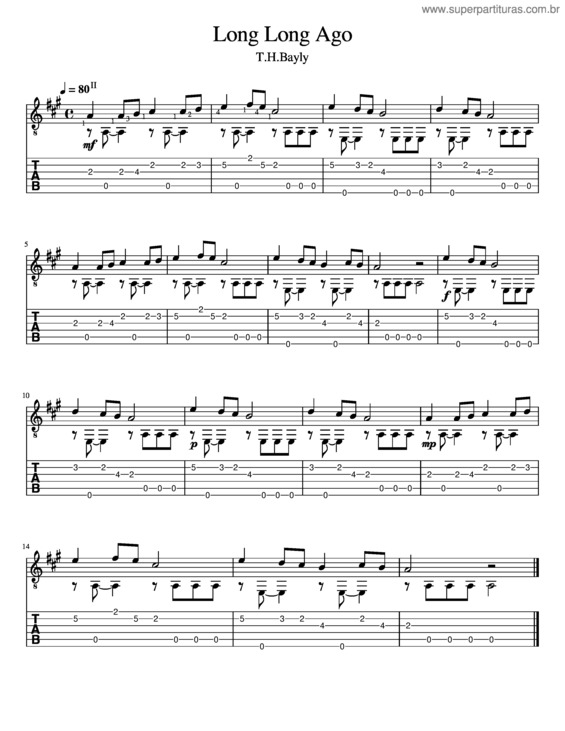 Partitura da música Long, Long Ago – Thomas Haynes Bayly v.3