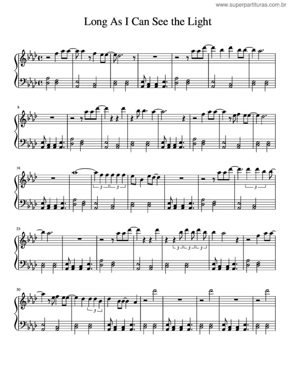 Partitura da música Long As I Can See The Light v.2