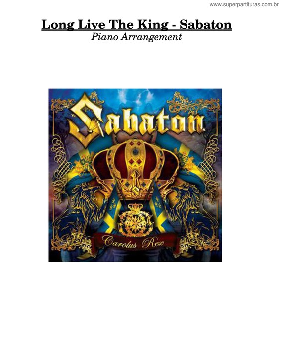 Partitura da música Long Live The King – Sabaton