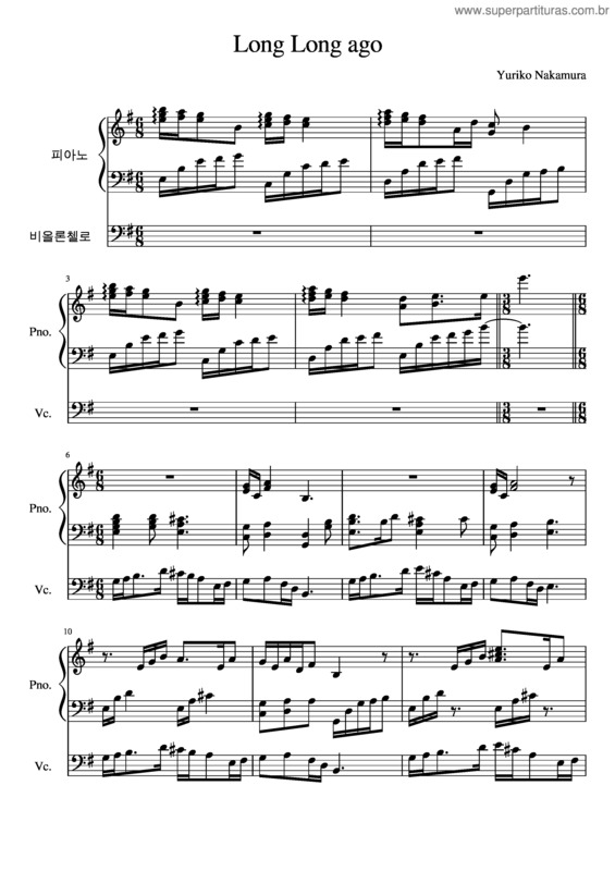 Partitura da música Long Long Ago v.2