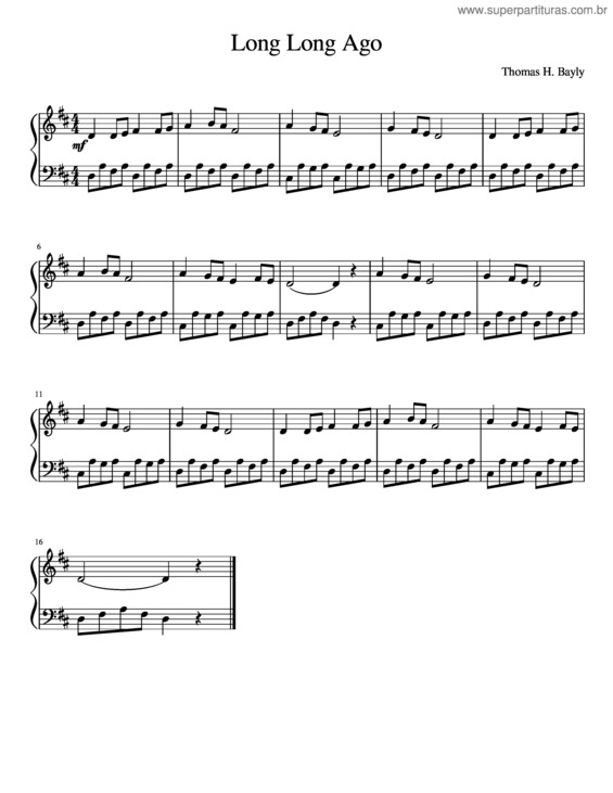 Partitura da música Long Long Ago