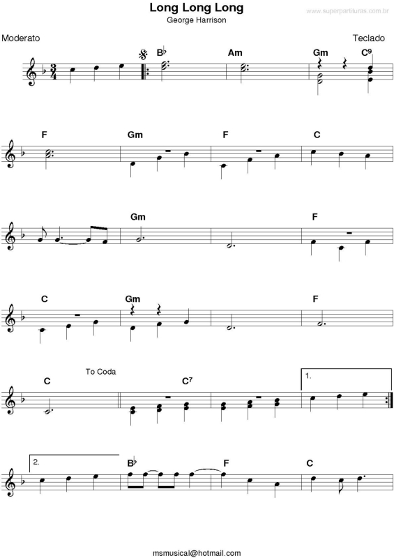 Partitura da música Long Long Long v.2