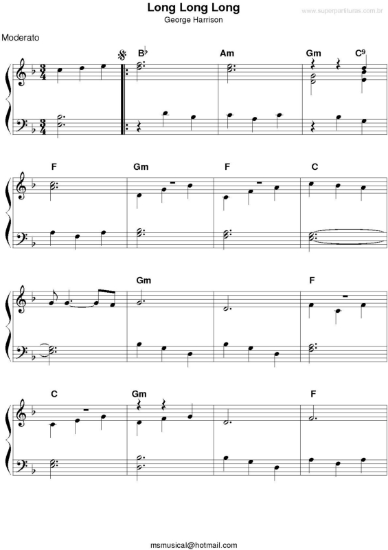 Partitura da música Long Long Long