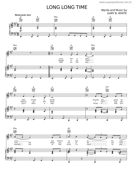 Partitura da música Long Long Time