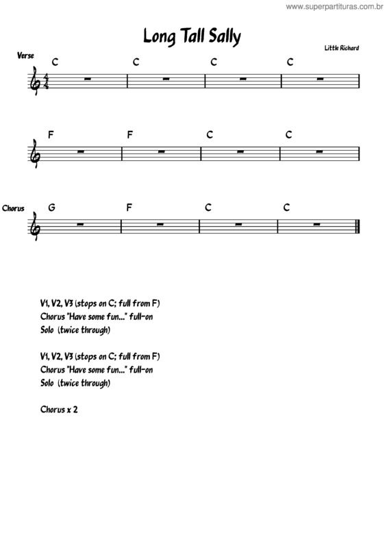 Partitura da música Long Tall Sally – Little Richard, Pat Boone, The Beatles Long Tall Sally
