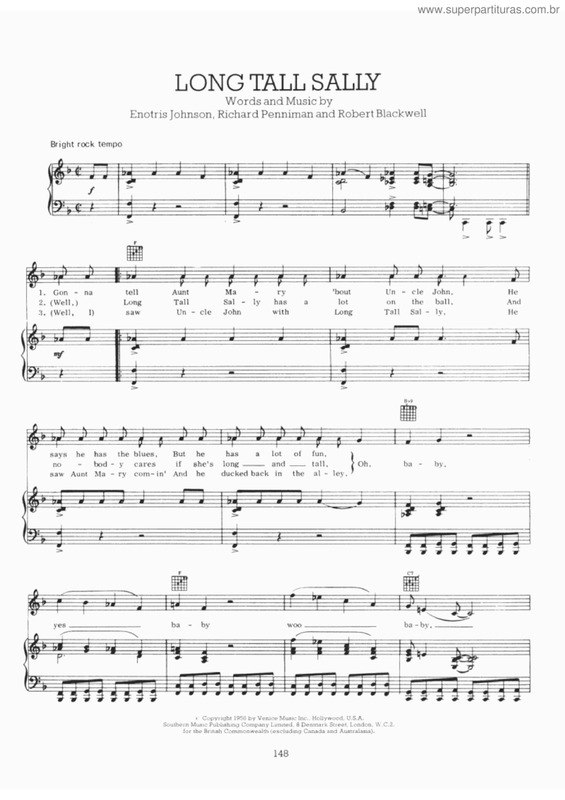 Partitura da música Long tall sally v.2
