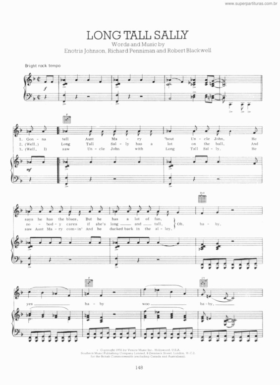 Partitura da música Long Tall Sally v.3