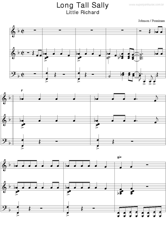 Partitura da música Long Tall Sally