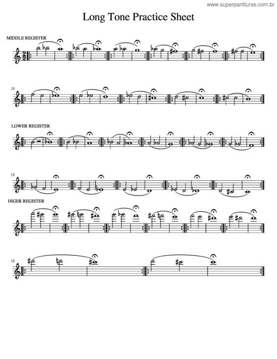 Partitura da música Long Tone Practice Sheet