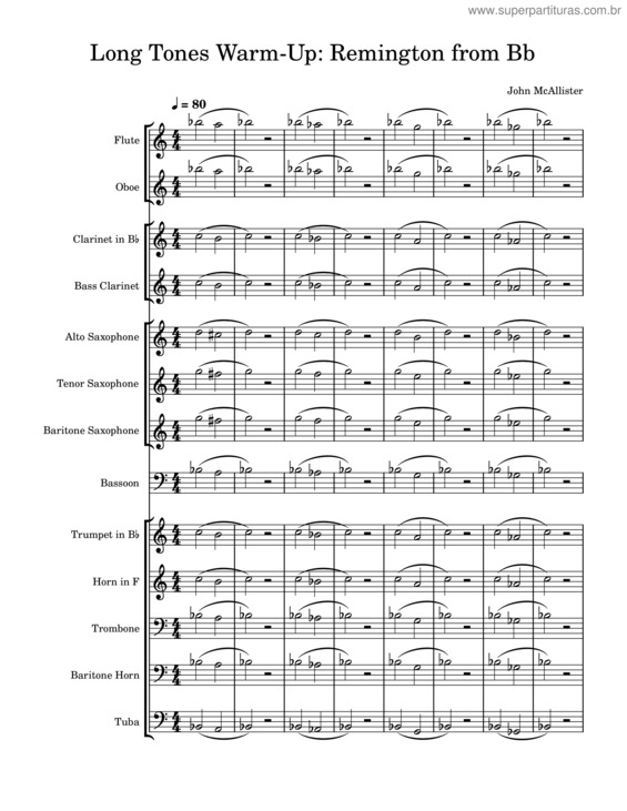 Partitura da música Long Tones Warm–Up – John Mcallister Long Tones Warm–Up: Remington From Bb