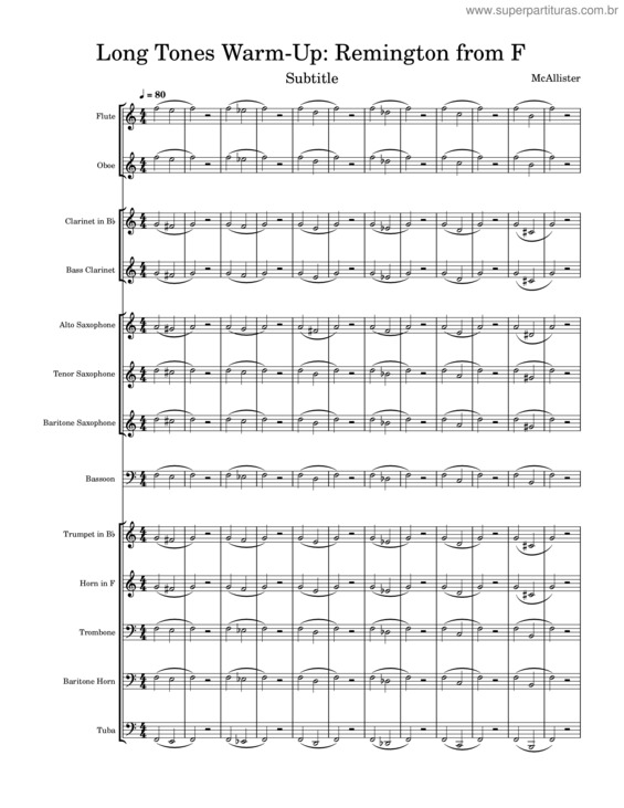Partitura da música Long Tones Warm–Up – John Mcallister Long Tones Warm–Up Remington From F