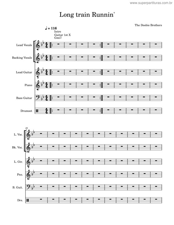 Partitura da música Long Train Runnin – The Doobie Brothers Long Train Runnin`