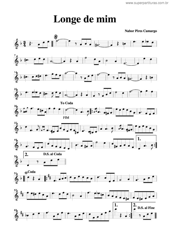 Partitura da música Longe De Mim