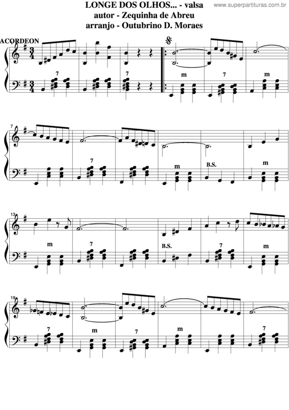 Partitura da música Longe Dos Olhos v.3