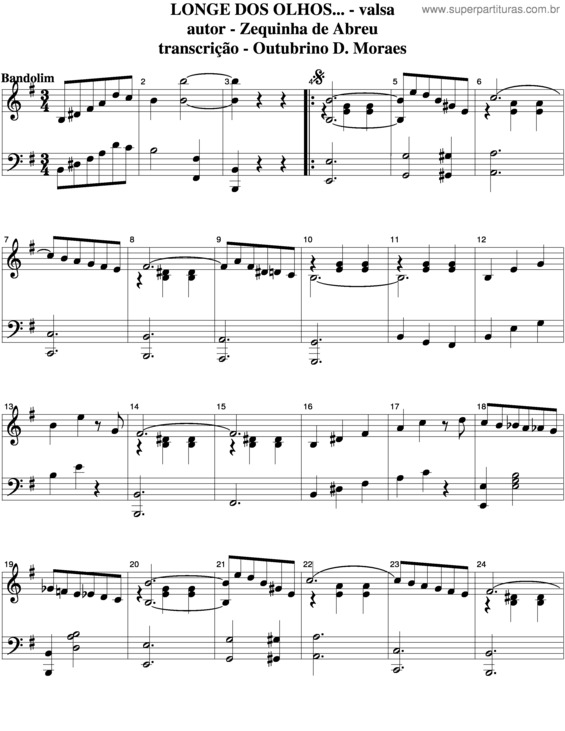 Partitura da música Longe Dos Olhos v.6