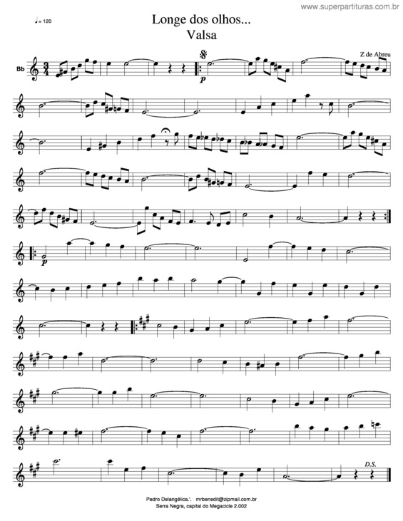 Partitura da música Longe Dos Olhos