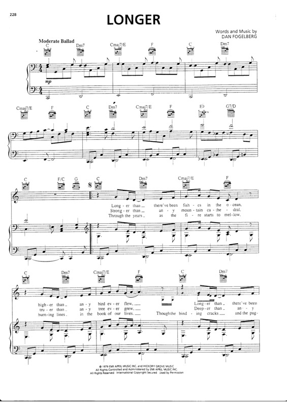 Partitura da música Longer