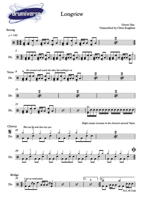 Partitura da música Longview