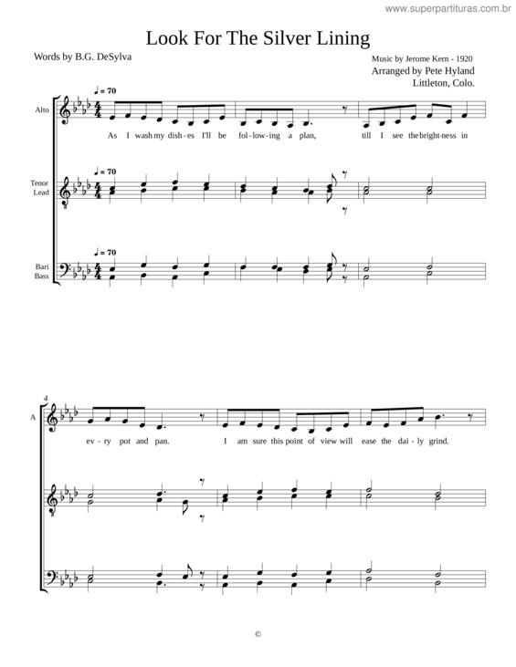 Partitura da música Look For The Silver Lining – Jerome Kern, Buddy Desylva