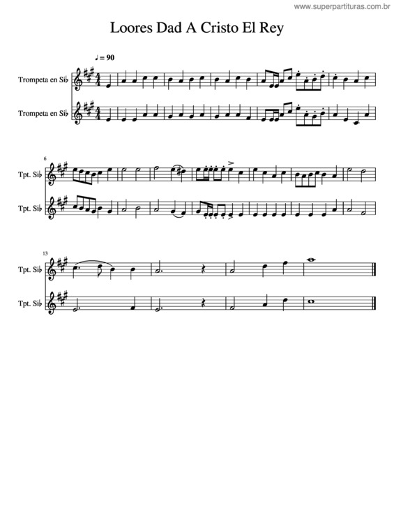 Partitura da música Loores Dad A Cristo El Rey Trompetas